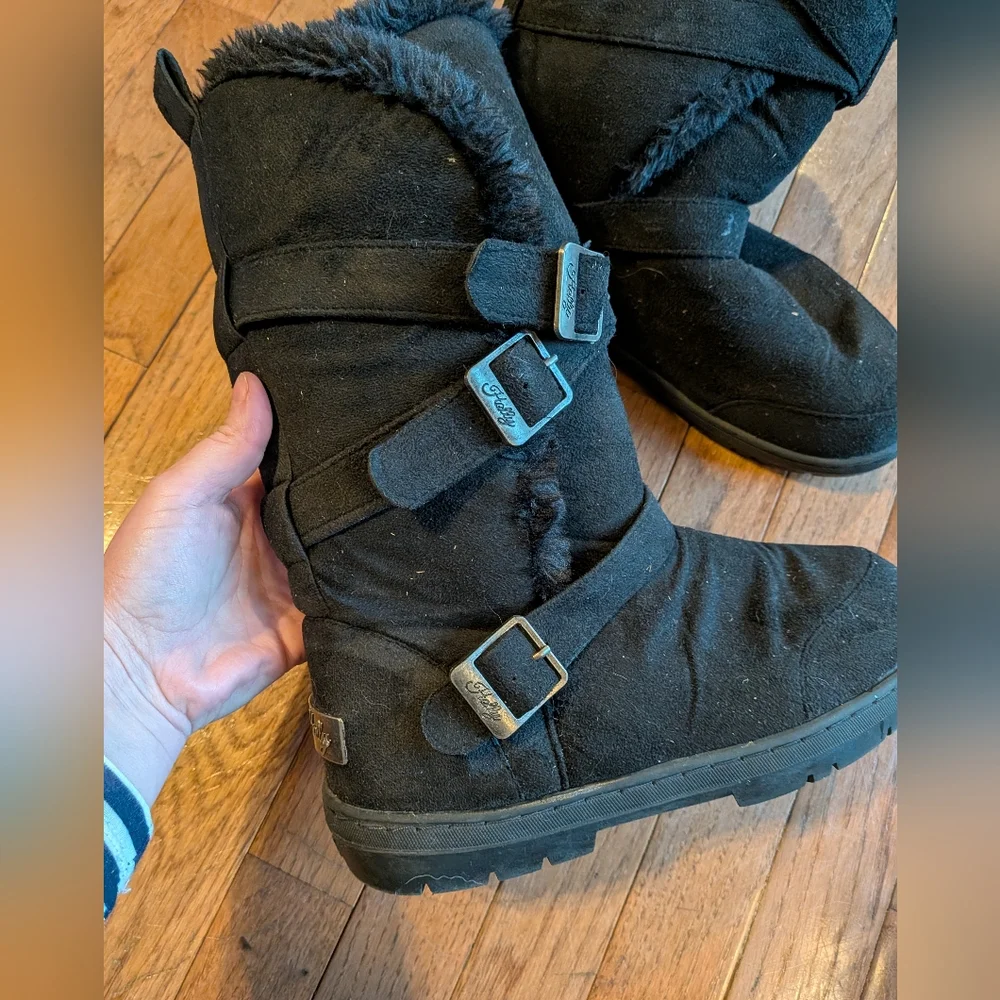 Holly Black Winter Boots with Buckle Detail